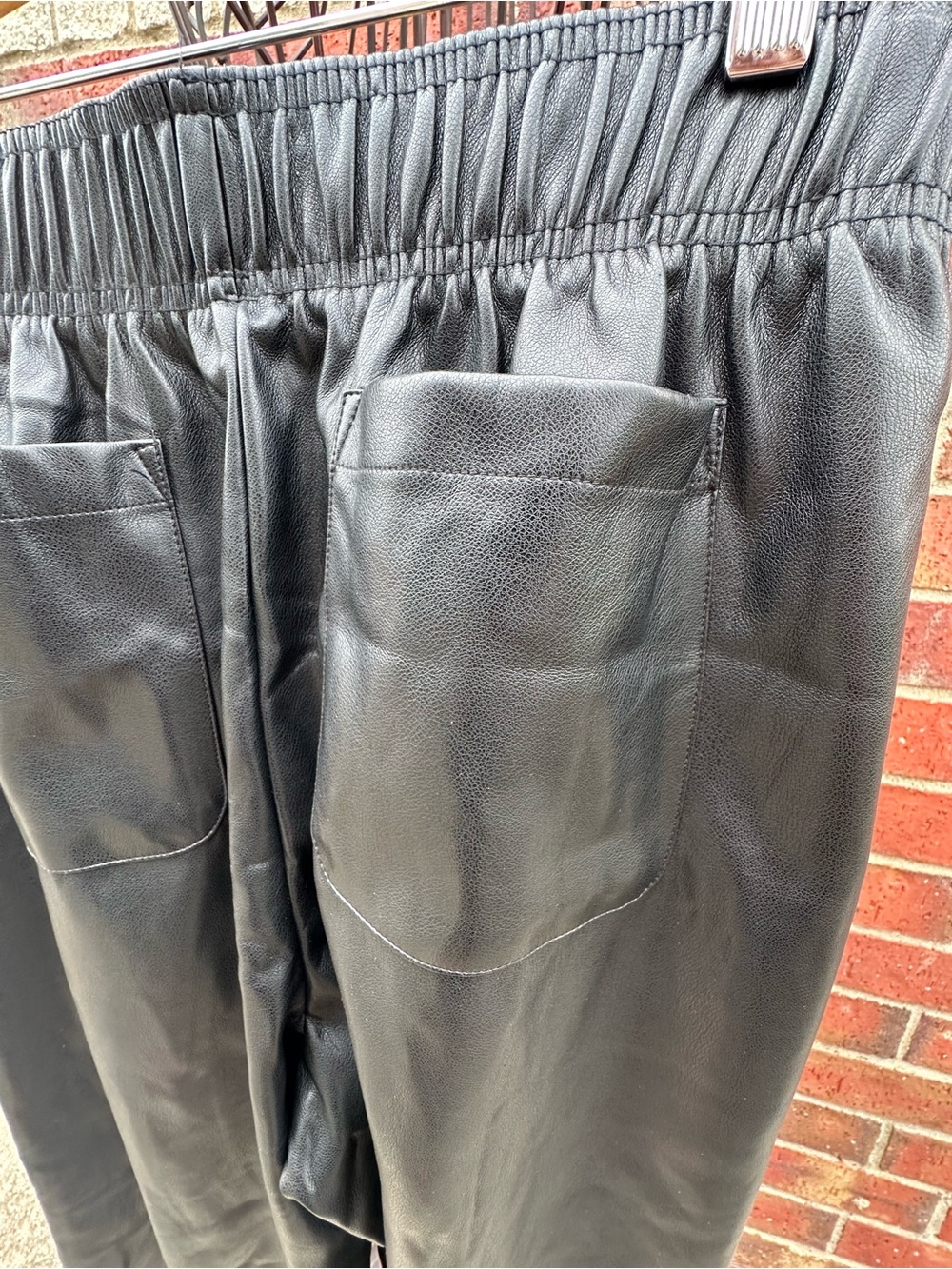 Avec Les Filled Anthropologie Sleek Jogger Moto  Faux Leather Streetwear Pants - Picture 8 of 16